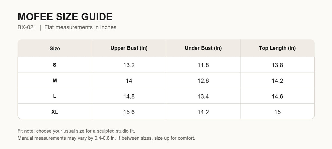 MOFEE Size Guide BX-021