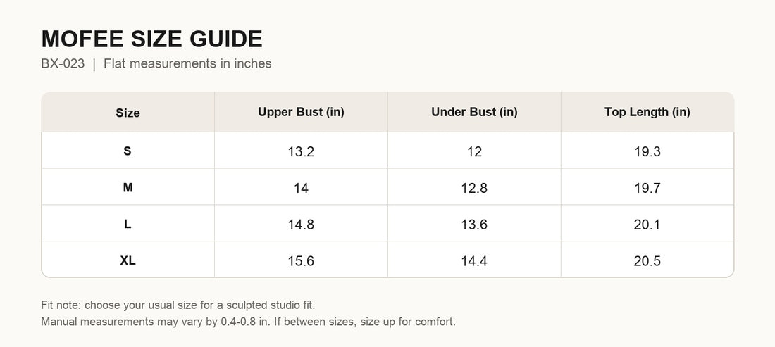 MOFEE Size Guide BX-023