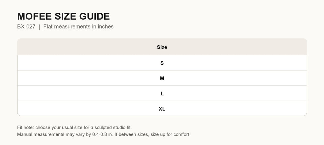 MOFEE Size Guide BX-027