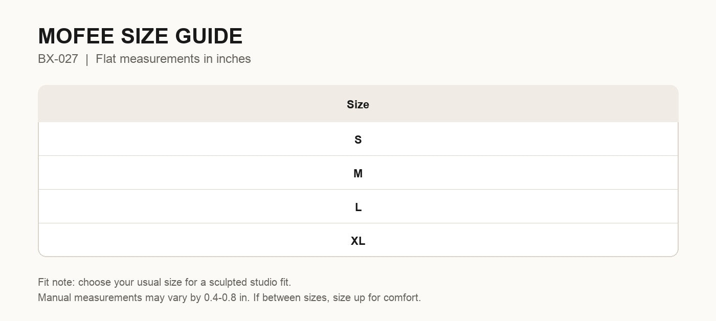 MOFEE Size Guide BX-027