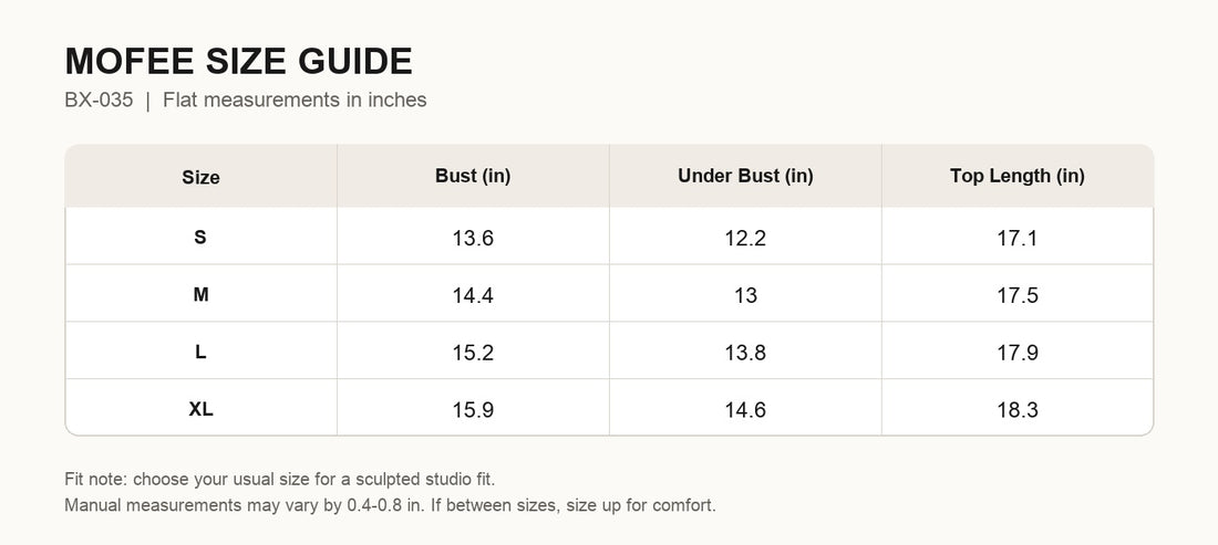 MOFEE Size Guide BX-035