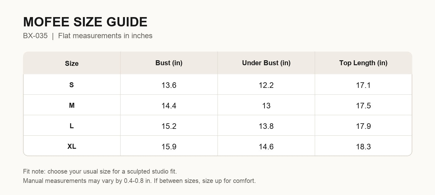 MOFEE Size Guide BX-035