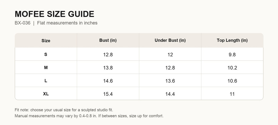 MOFEE Size Guide BX-036