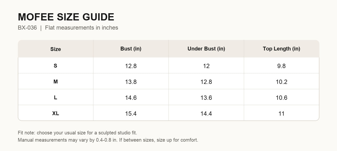 MOFEE Size Guide BX-036