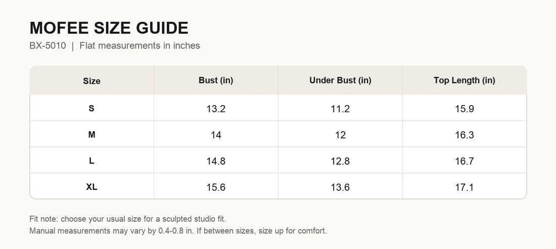 MOFEE Size Guide BX-5010