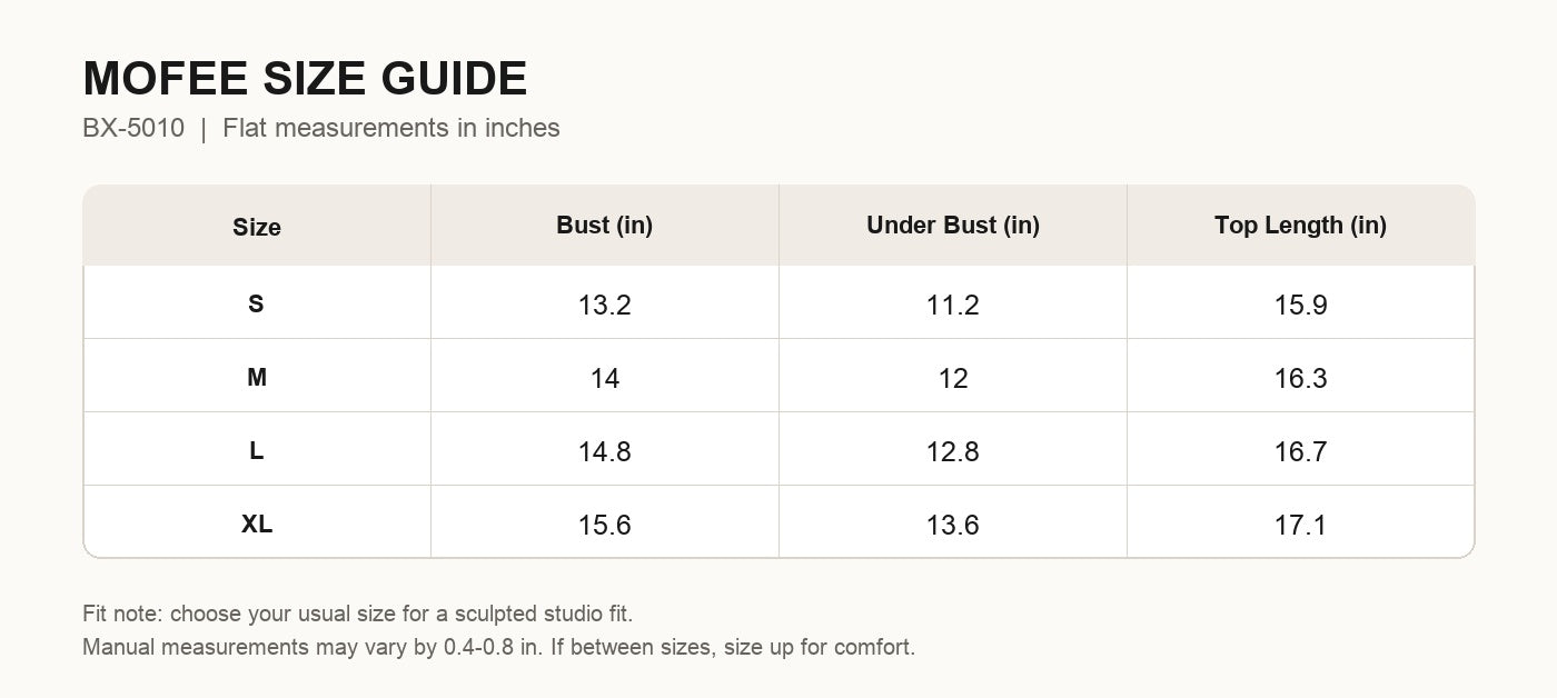 MOFEE Size Guide BX-5010