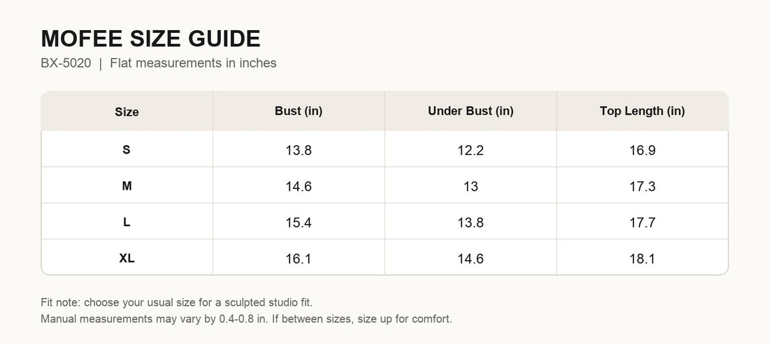 MOFEE Size Guide BX-5020