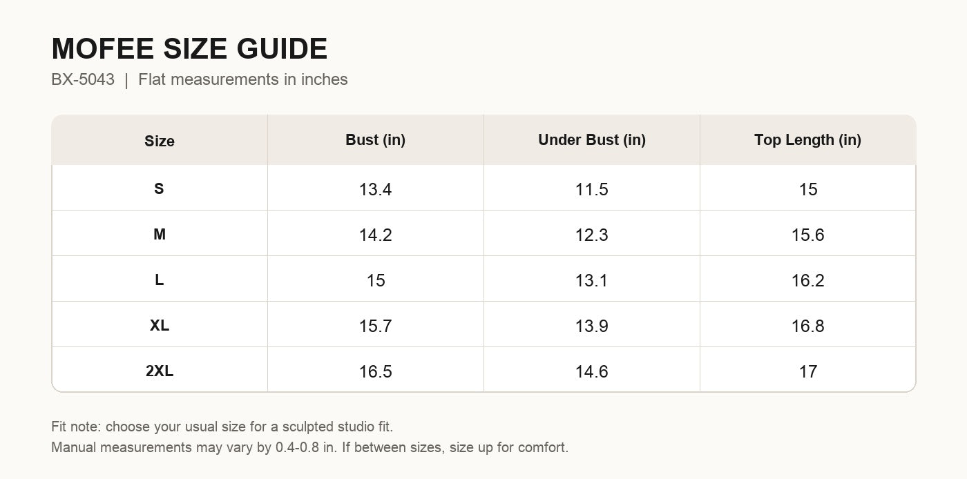 MOFEE Size Guide BX-5043