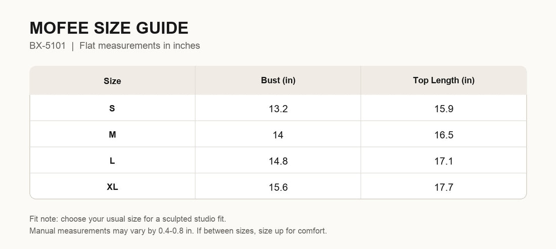MOFEE Size Guide BX-5101