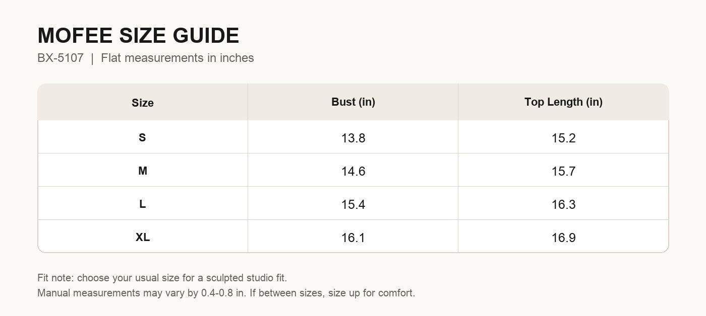 MOFEE Size Guide BX-5107