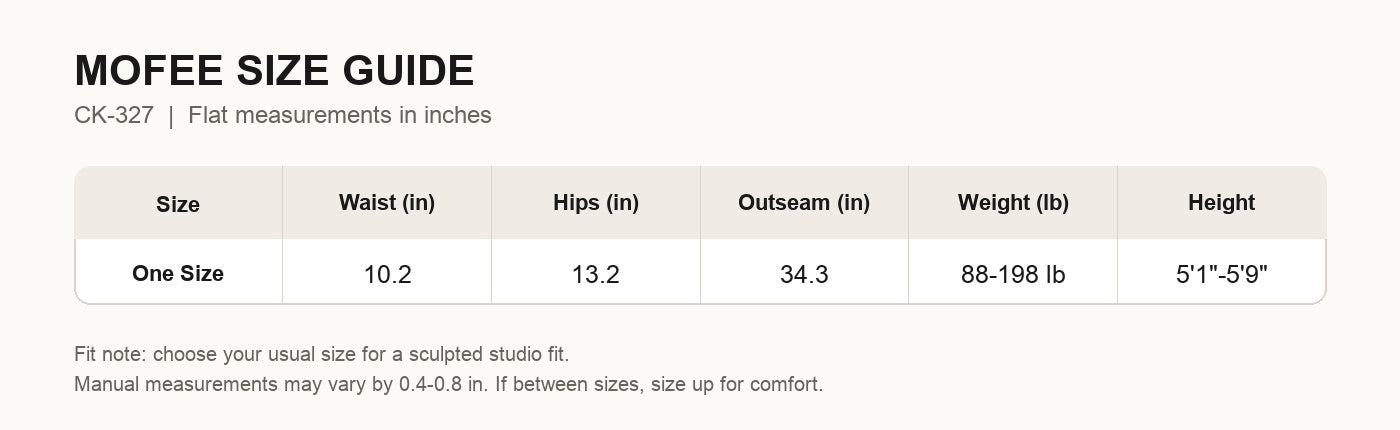 MOFEE Size Guide CK-327
