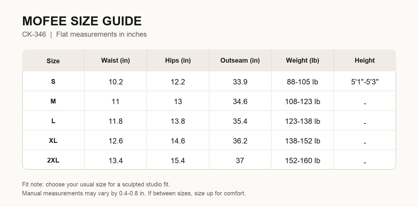 MOFEE Size Guide CK-346