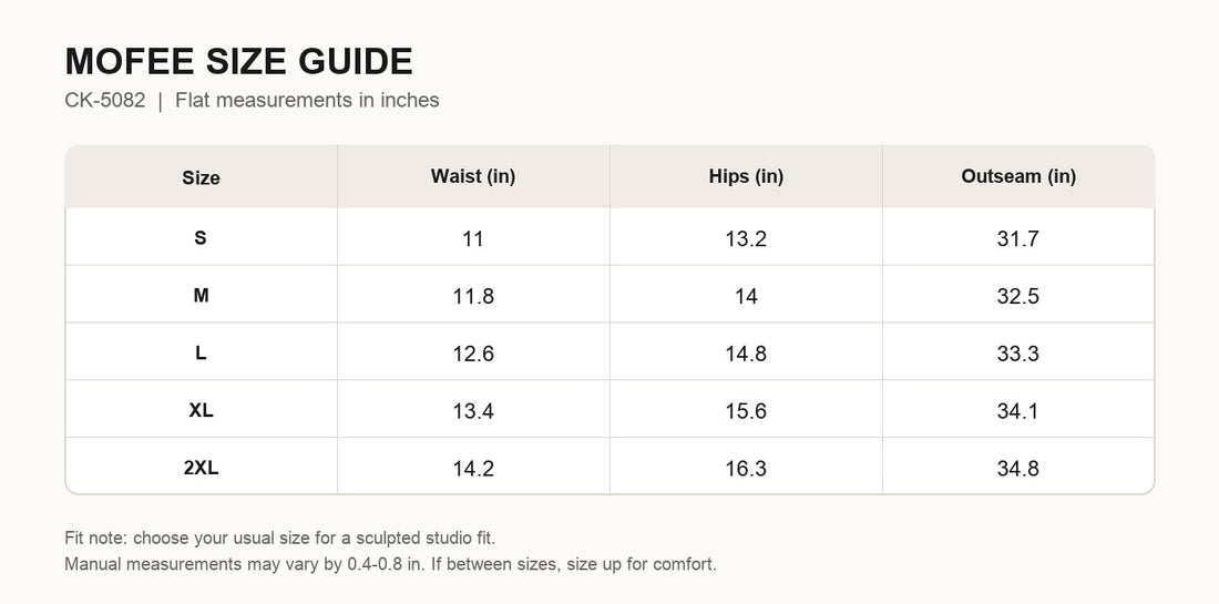 MOFEE Size Guide CK-5082