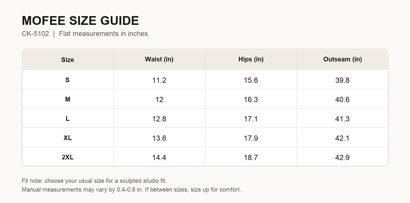 MOFEE Size Guide CK-5102