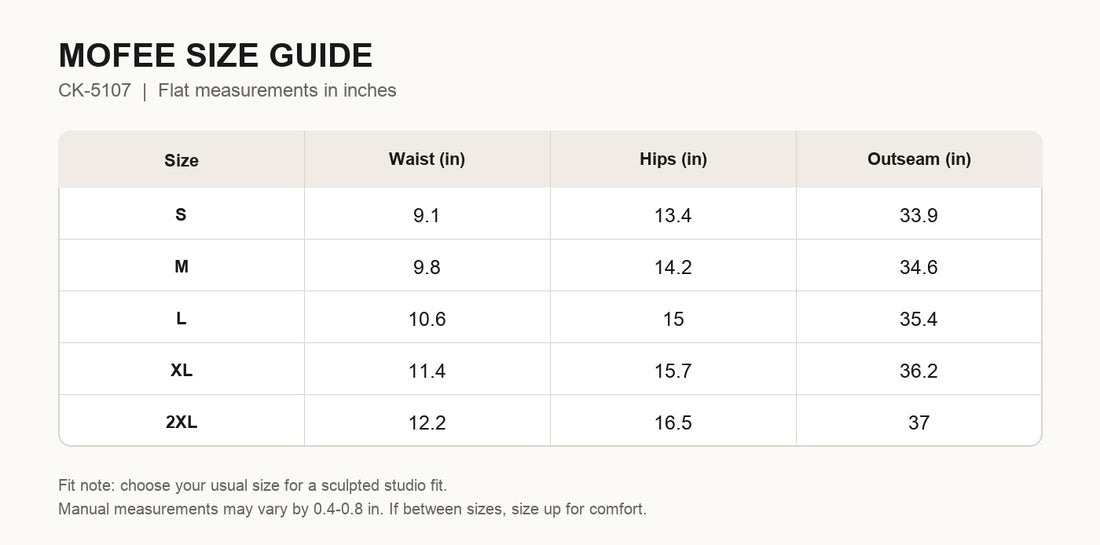 MOFEE Size Guide CK-5107