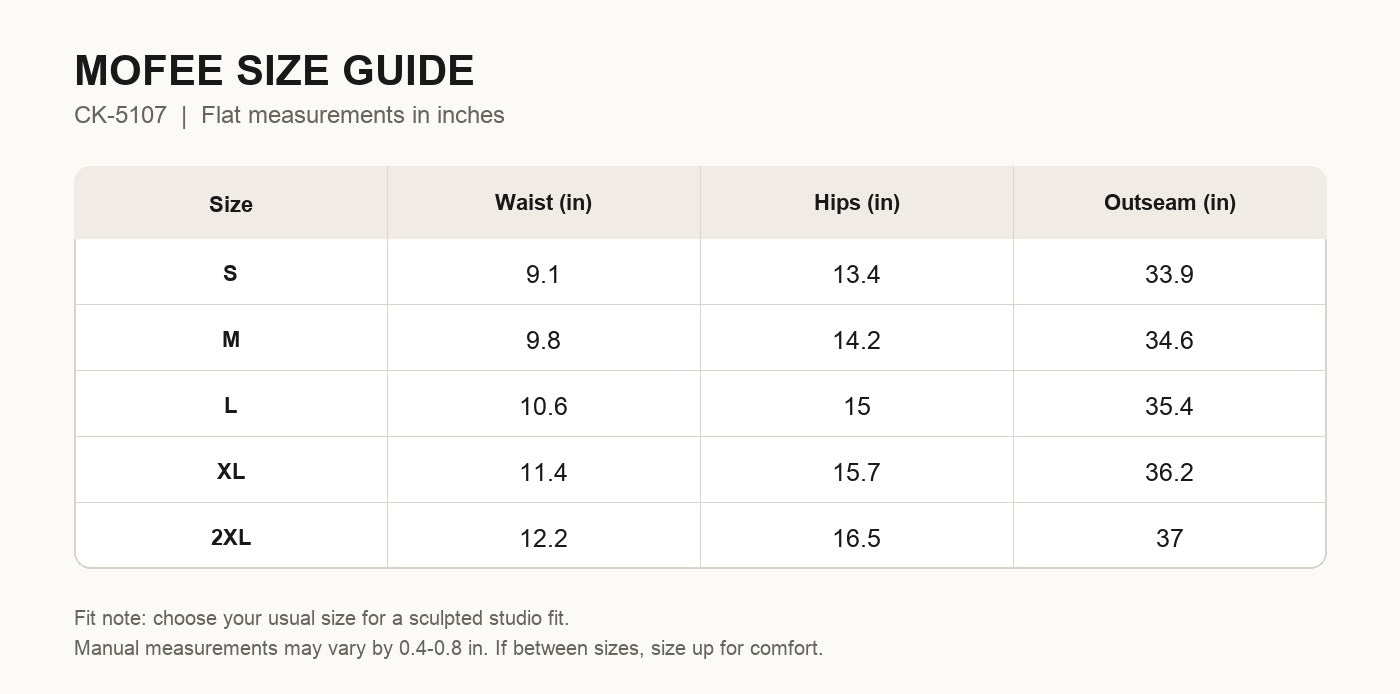 MOFEE Size Guide CK-5107