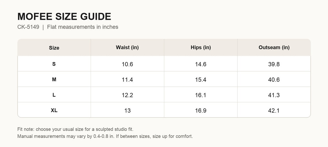 MOFEE Size Guide CK-5149