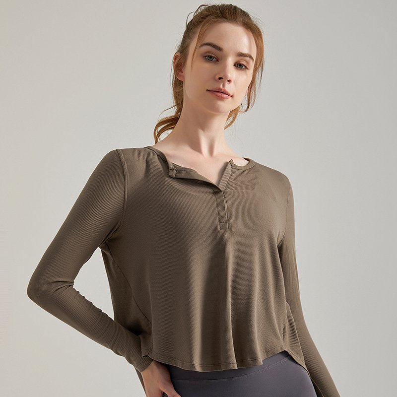 MOFEE Long Sleeve Studio Top CX-060 in Cocoa