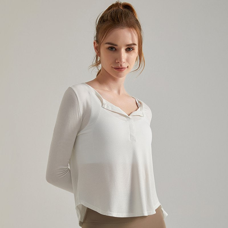 MOFEE Long Sleeve Studio Top CX-060 in White
