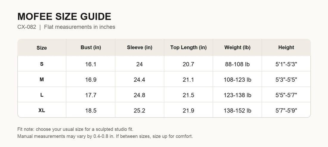MOFEE Size Guide CX-082