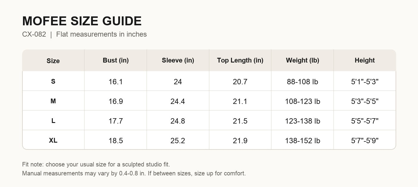 MOFEE Size Guide CX-082