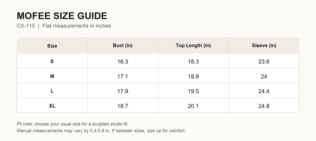 MOFEE Size Guide CX-115