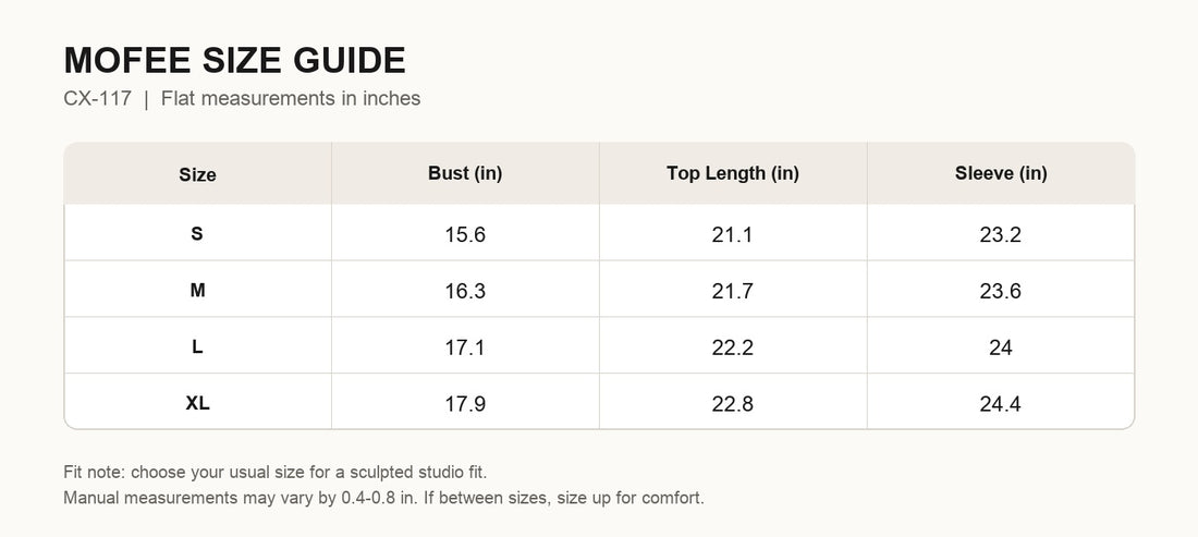 MOFEE Size Guide CX-117