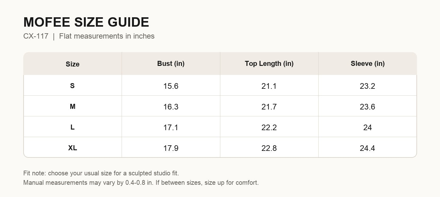 MOFEE Size Guide CX-117
