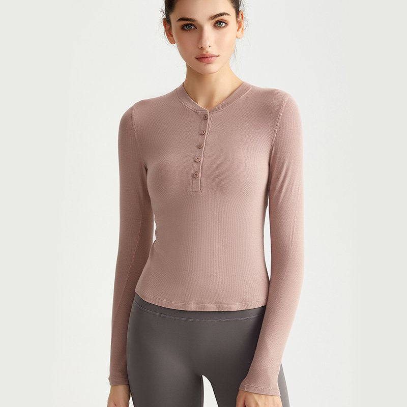 MOFEE Long Sleeve Studio Top CX-5021 in Brown