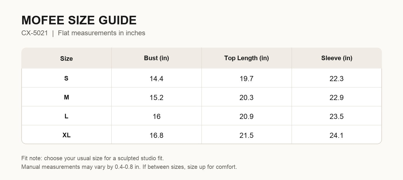 MOFEE Size Guide CX-5021