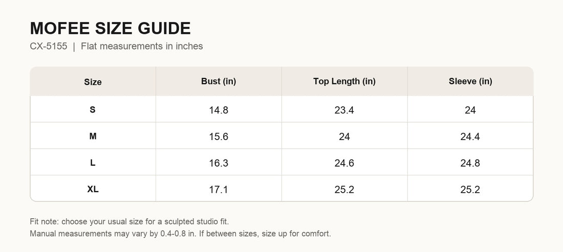 MOFEE Size Guide CX-5155