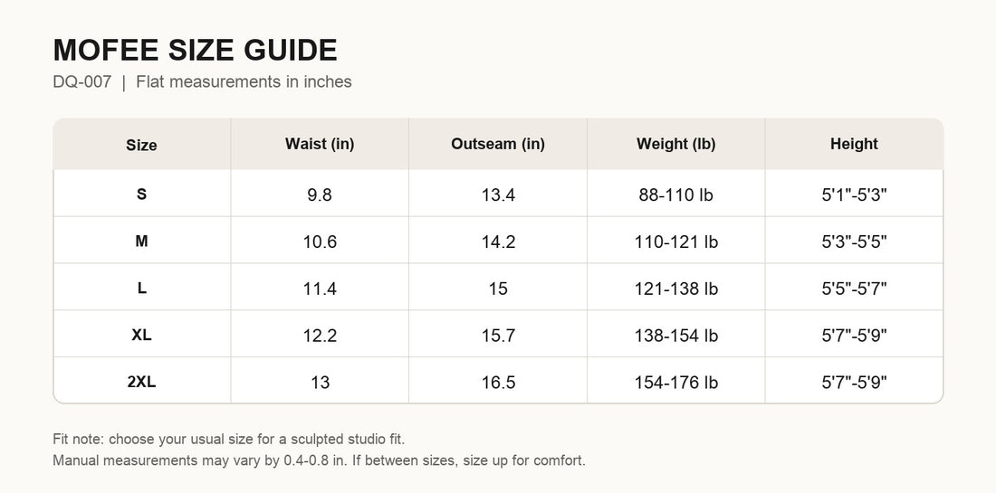 MOFEE Size Guide DQ-007