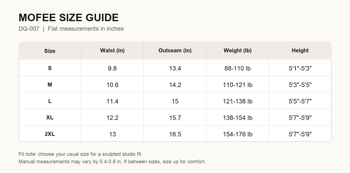 MOFEE Size Guide DQ-007