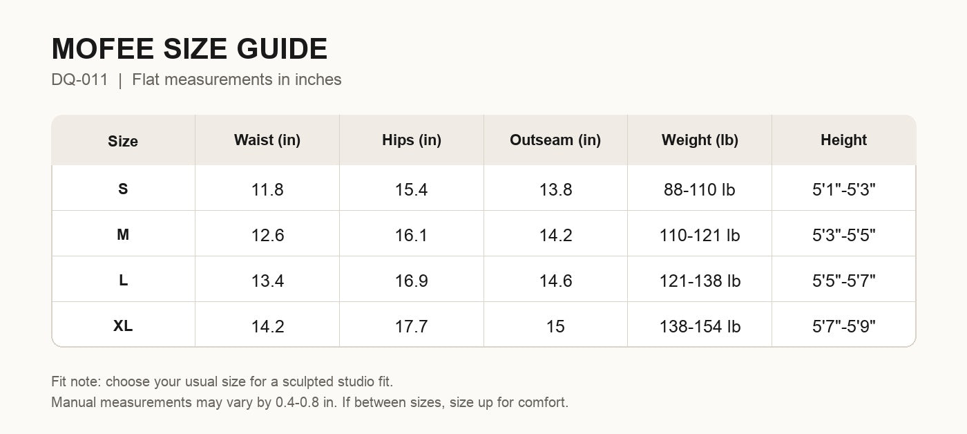 MOFEE Size Guide DQ-011