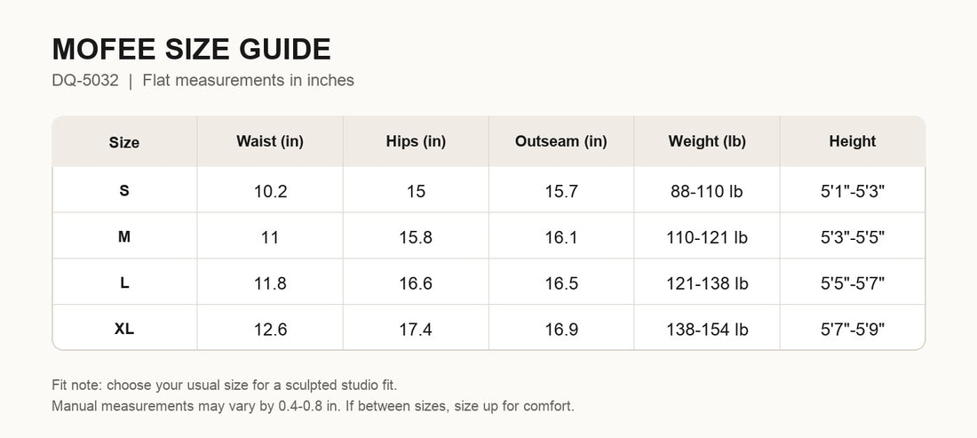 MOFEE Size Guide DQ-5032