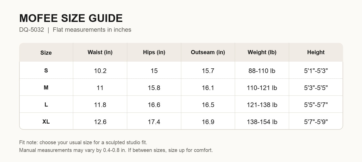 MOFEE Size Guide DQ-5032