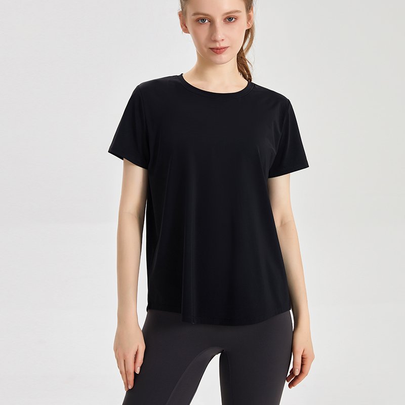 MOFEE Short Sleeve Yoga Tee DX-148 in Fashion Black