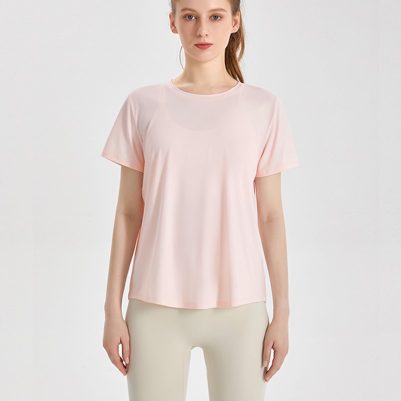 MOFEE Short Sleeve Yoga Tee DX-148 in Pink