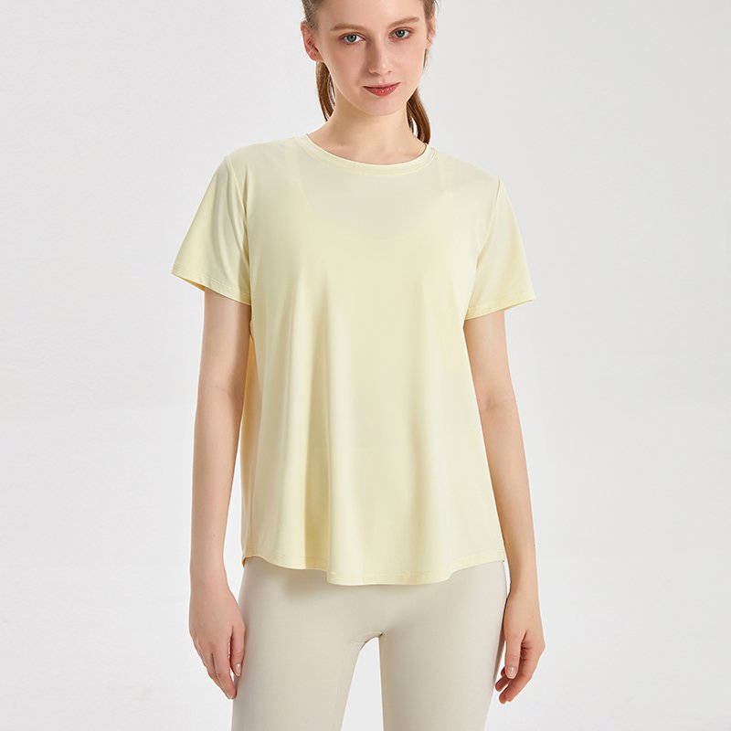 MOFEE Short Sleeve Yoga Tee DX-148 in Yellow