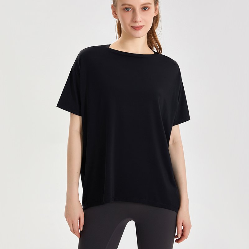 MOFEE Short Sleeve Yoga Tee DX-151 in Black