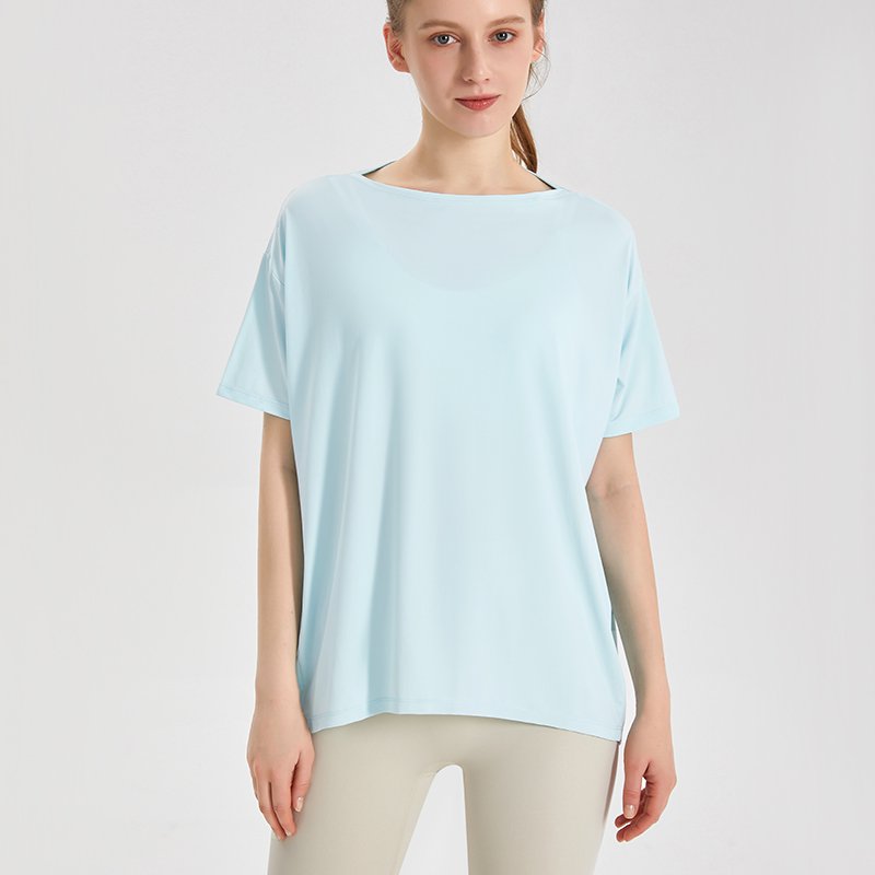 MOFEE Short Sleeve Yoga Tee DX-151 in Blue