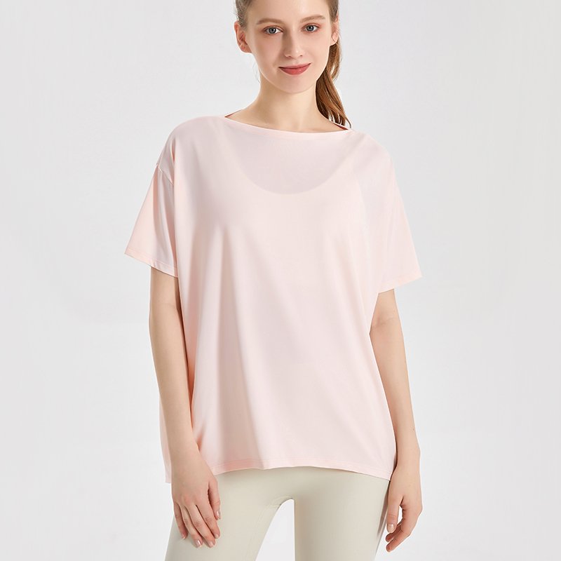 MOFEE Short Sleeve Yoga Tee DX-151 in Pink