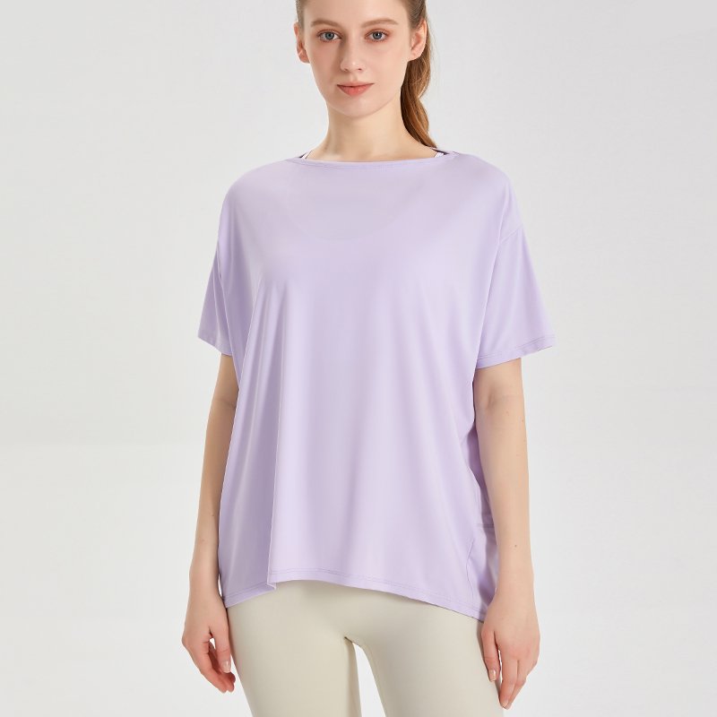 MOFEE Short Sleeve Yoga Tee DX-151 in Purple