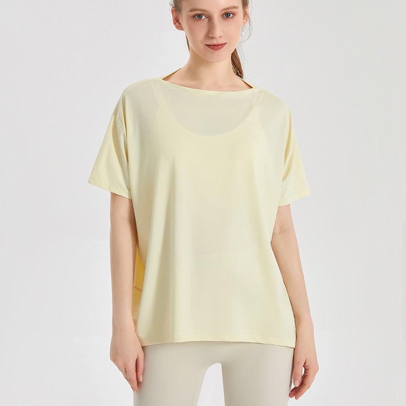 MOFEE Short Sleeve Yoga Tee DX-151 in Yellow