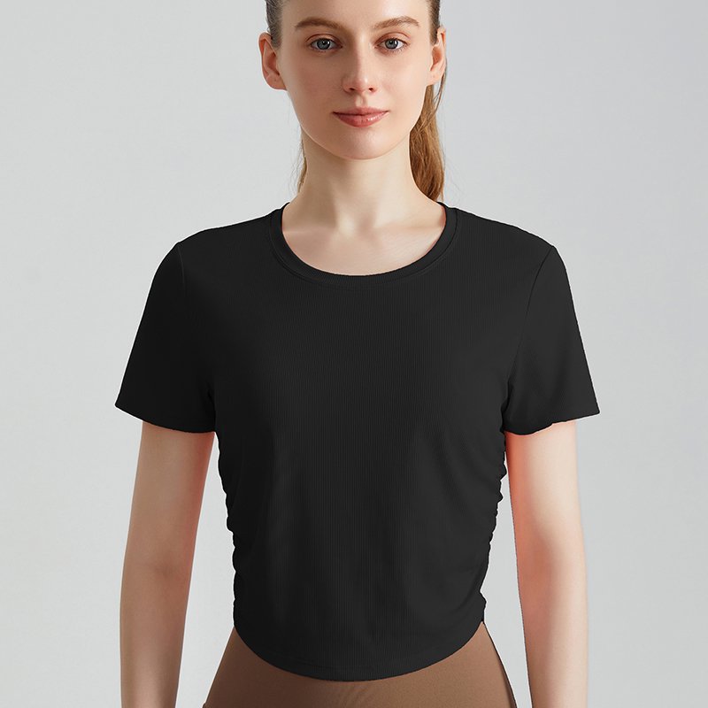 MOFEE Short Sleeve Yoga Tee DX-5002 in Black