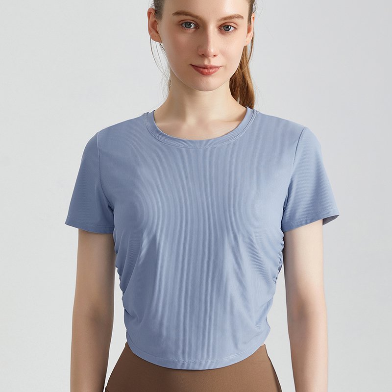 MOFEE Short Sleeve Yoga Tee DX-5002 in Blue