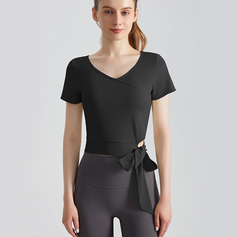 MOFEE Short Sleeve Yoga Tee DX-5019 in Black