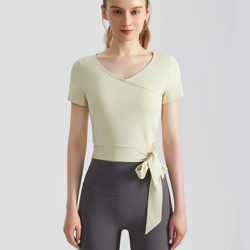 MOFEE Short Sleeve Yoga Tee DX-5019 in Khaki