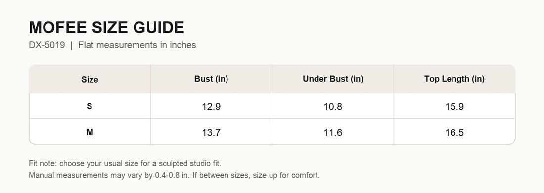 MOFEE Size Guide DX-5019