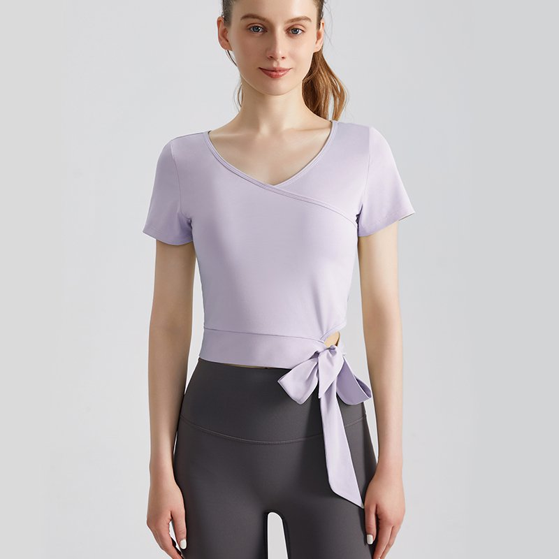 MOFEE Short Sleeve Yoga Tee DX-5019 in Purple